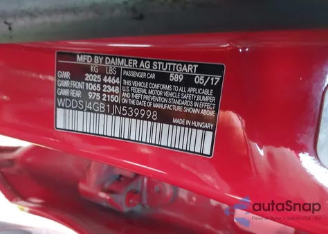 2018 Mercedes-Benz Cla 250 4Matic z USA, uszkodzony, nr VIN WDDSJ4GB1JN539998